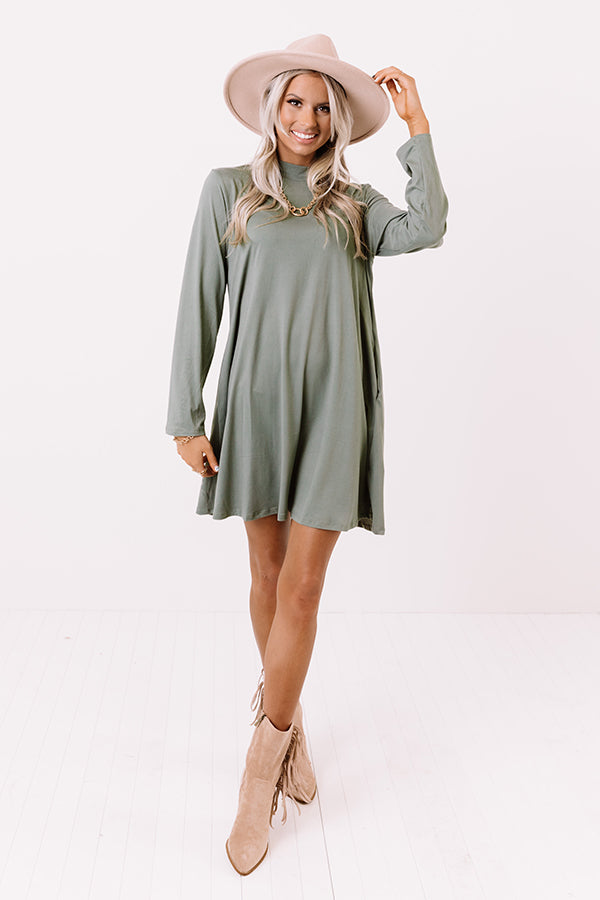 Simply Swept Away Shift Dress in Sage