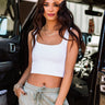 Barre Bombshell Ribbed Crop Top in White Image - 1