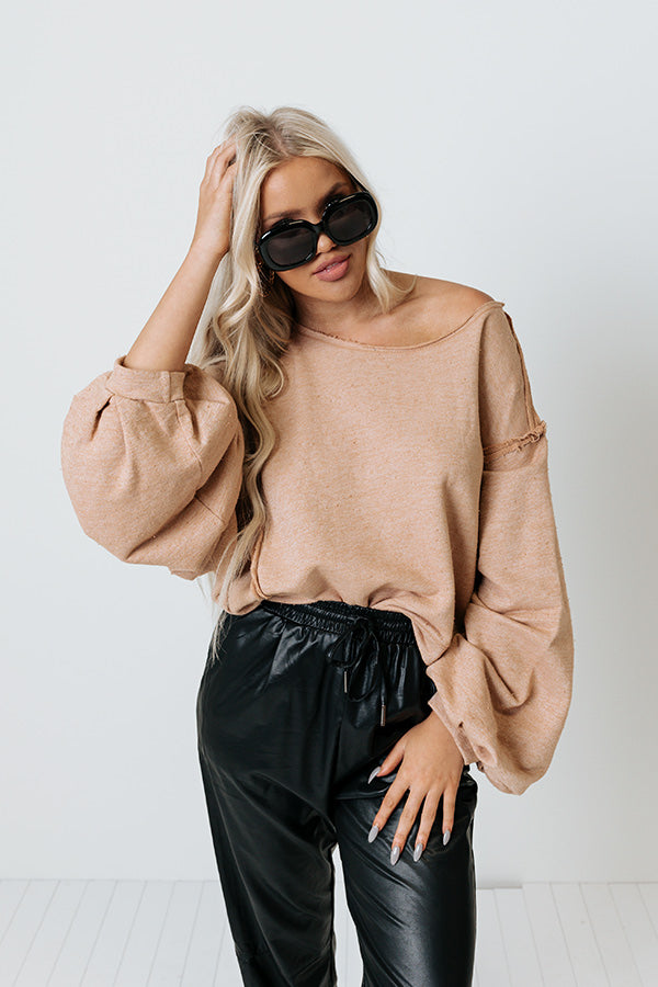 Trailside Chat Crop Sweatshirt in Tan