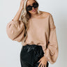 Trailside Chat Crop Sweatshirt in Tan Image - 1