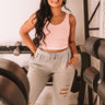 Star Of The Barre Ribbed Crop Top in Peach Image - 1