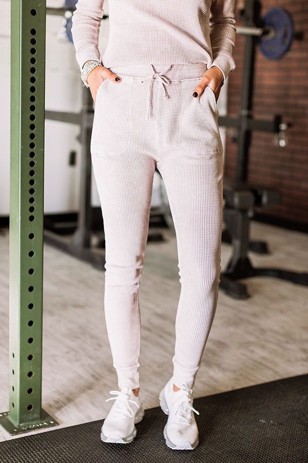 Love And Leisure Waffle Knit Joggers in Dusty Purple