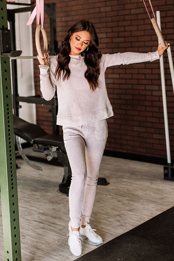Love And Leisure Waffle Knit Top in Dusty Purple