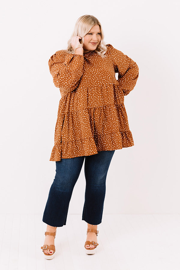 Golden Hills Babydoll Top in Cinnamon   Curves Image - 2