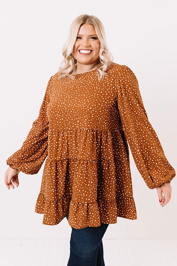 Golden Hills Babydoll Top in Cinnamon   Curves Image - 1