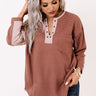 Latte Lane Waffle Knit Top in Dark Blush Image - 1