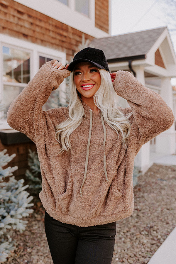 Snuggles At Home Sherpa Hoodie in Mocha Image - 2
