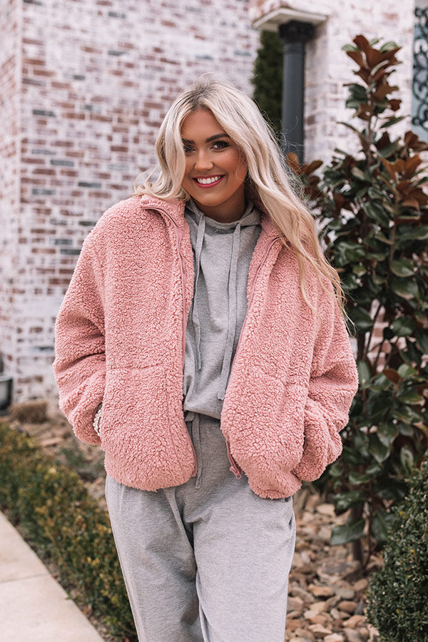 Snow Tipped Sherpa Jacket in Pink Image - 2