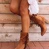 The Kaison Faux Suede Fringe Boot In Cinnamon Image - 1
