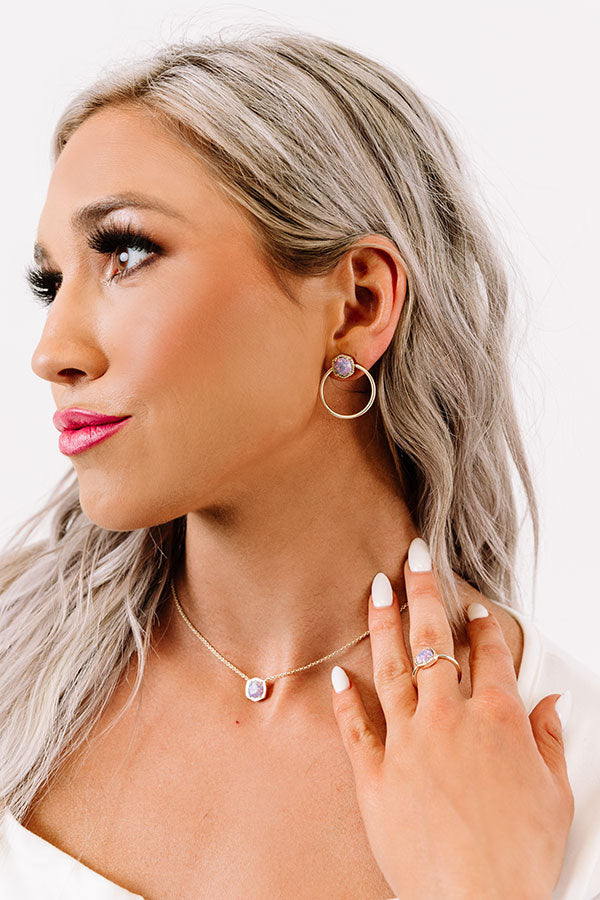 Kendra Scott Davie Gold Hoop Earrings in Lavender Kyocera Opal Image - 1