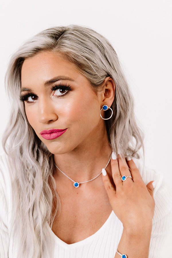Kendra Scott Davie Silver Hoop Earrings in Royal Blue Kyocera Opal Image - 1
