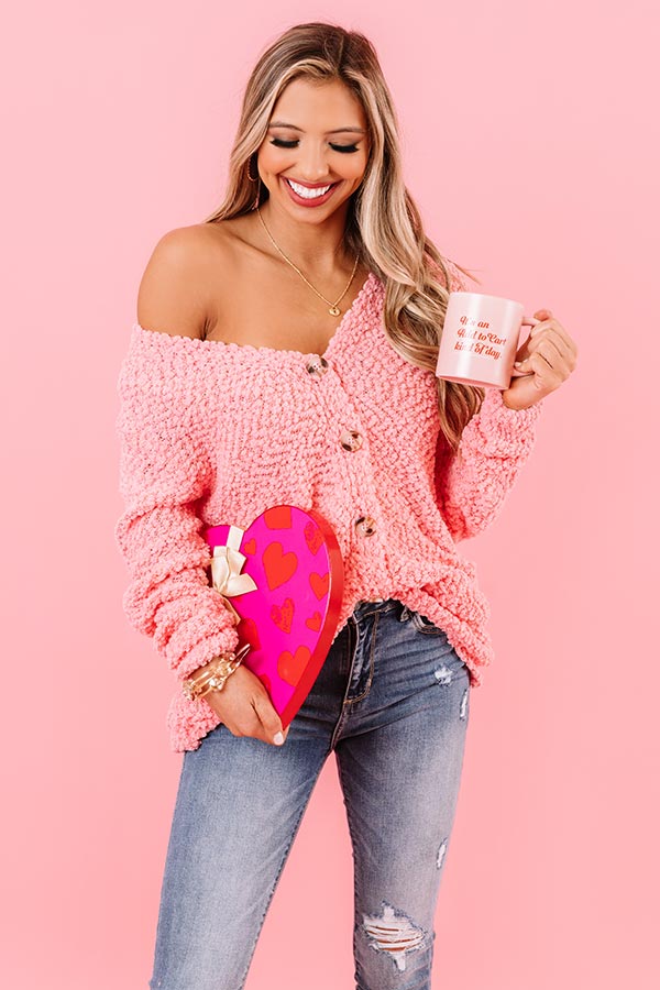 Morning Chill Popcorn Knit Cardigan in Pink Image - 1
