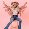 Gypsy Soul Faux Suede Fringe Jacket in Blush Image - 1