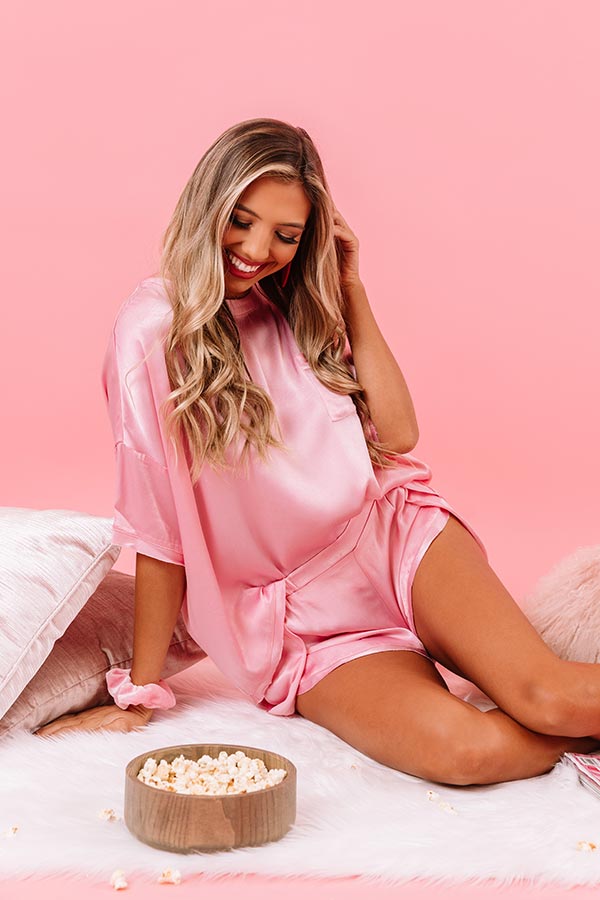 Slip Into Sweetness Satin Shift Top in Pink