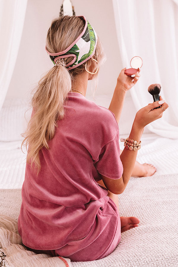 Microfiber Spa Headband in Palm Print Image - 4