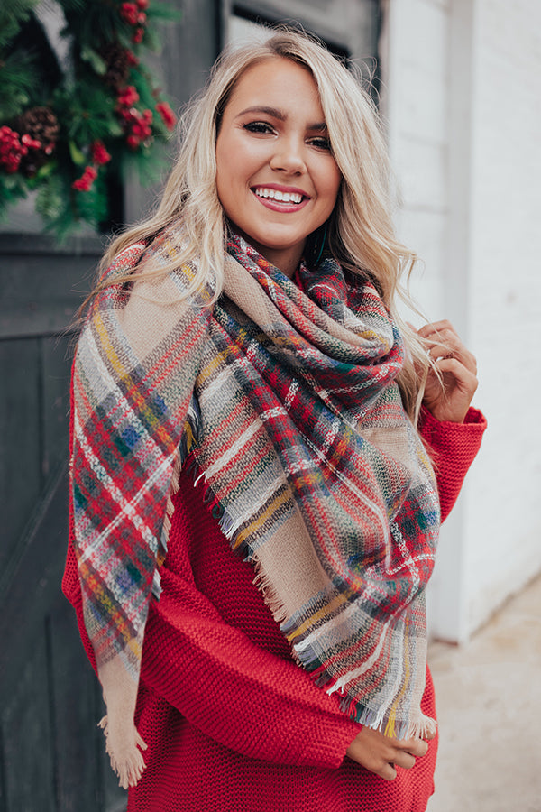Cozy Love Blanket Scarf in Tan Image - 3