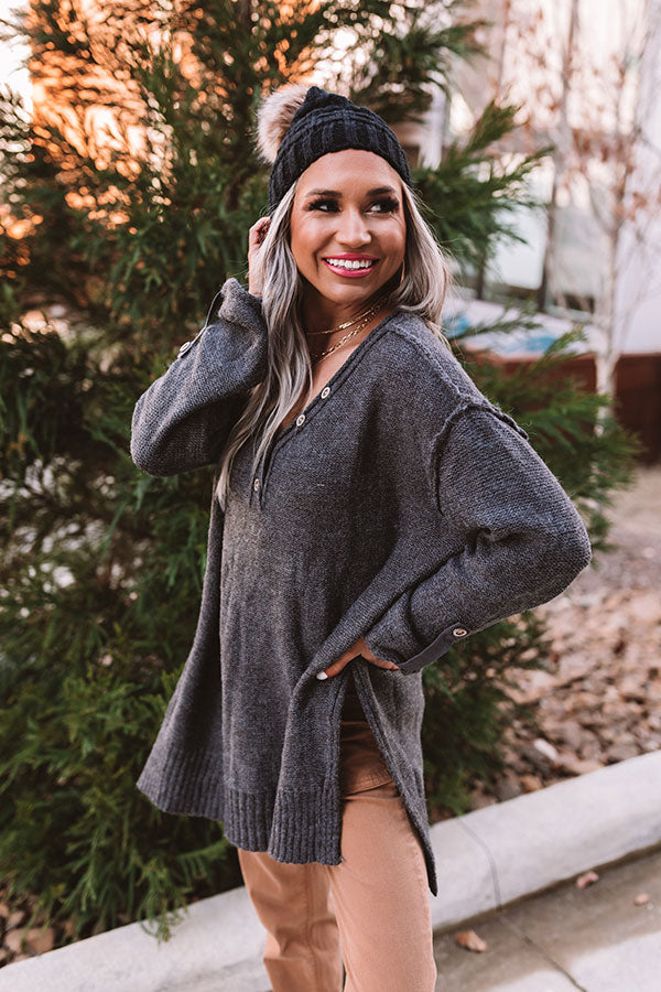 Down Memory Lane Knit Sweater In Charcoal