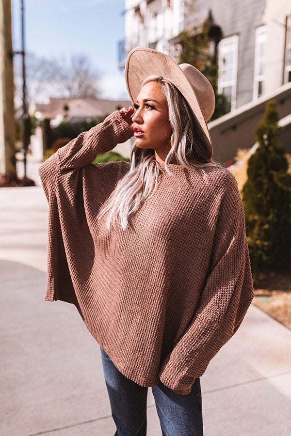 Easily Enchanted Waffle Knit Top In Mocha Image - 3