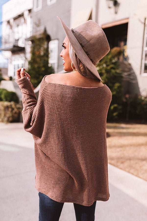 Easily Enchanted Waffle Knit Top In Mocha Image - 4