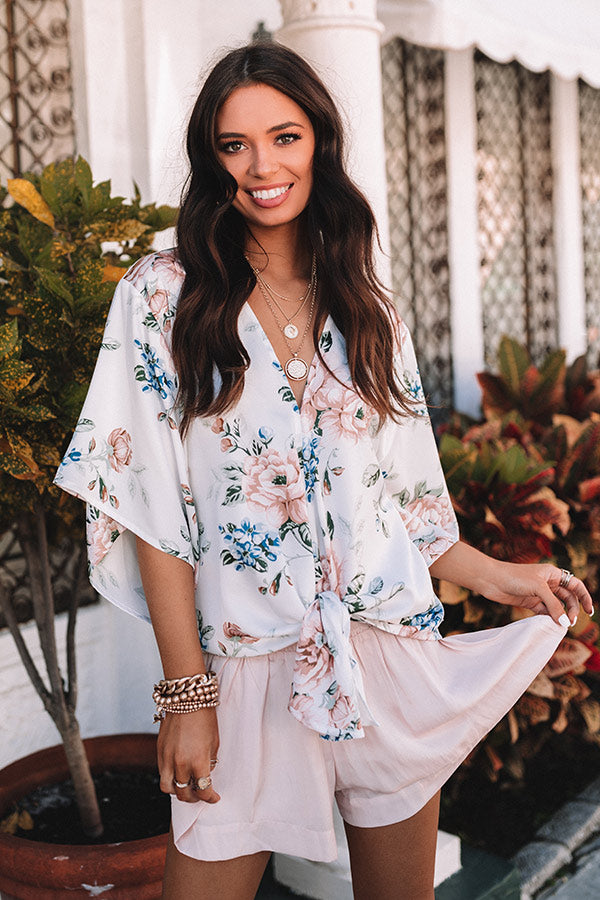 Cherry Hill Floral Tie Top