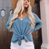 Wave Of Calm Waffle Knit Top in Dark Airy Blue Image - 1