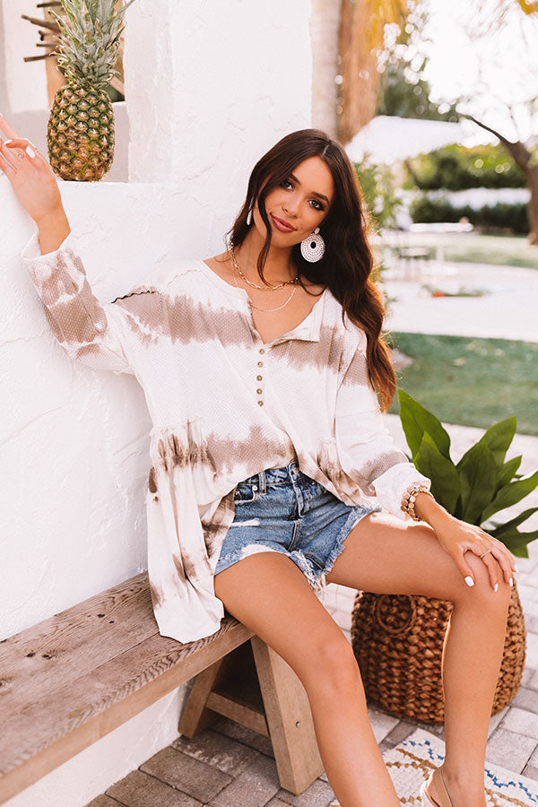 Dreamscapes Waffle Knit Tunic Top in Mocha Image - 2