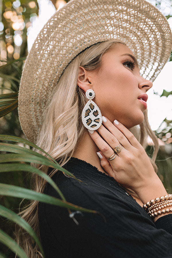 Baja Bombshell Beaded Earrings In White Image - 3