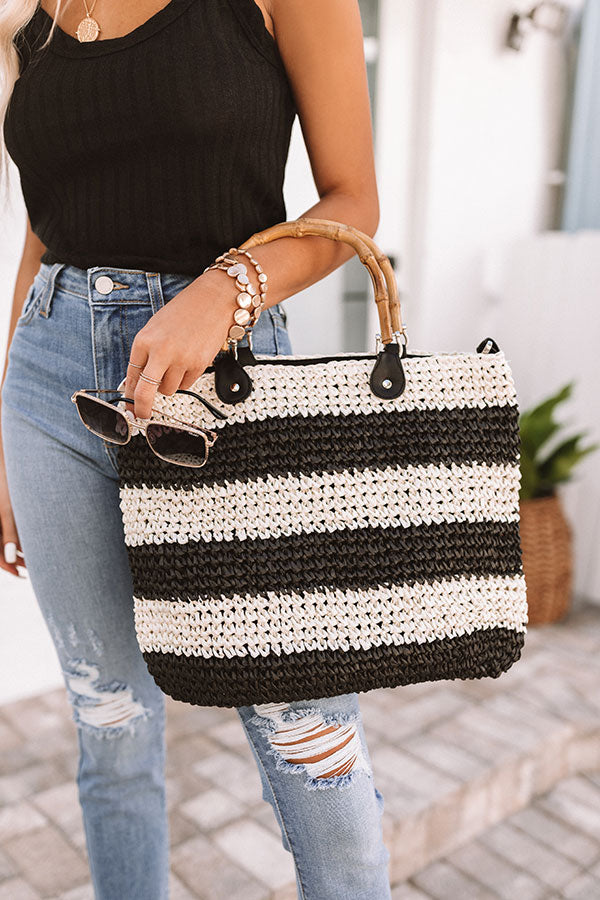 Ora Beach Woven Tote in Black