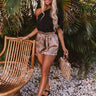 Happy Hour Party High Waist Shorts in Mocha Image - 1