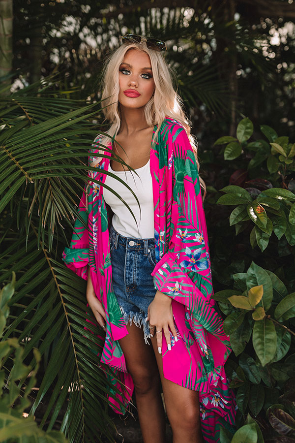 Lovely Day Oversized Overlay in Tropical Print Image - 2