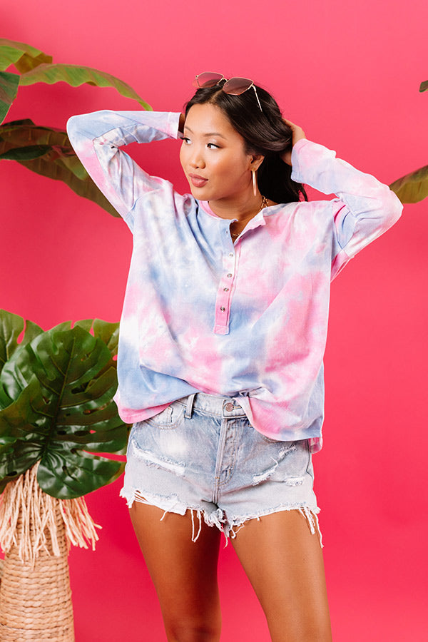 Summer Tune Tie Dye Henley Tee Image - 1