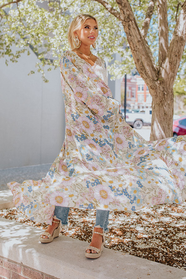 Love In Napa Floral Duster in Cream
