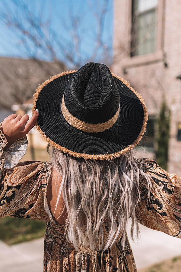 Under The Gazebo Raffia Straw Hat In Black