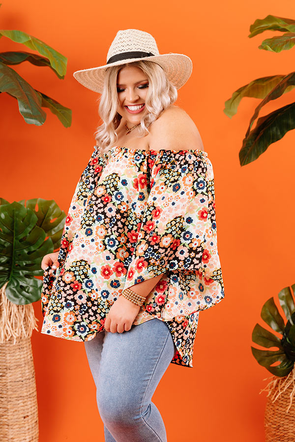 Spring In The City Off Shoulder Shift Top in Black Curves Image - 1