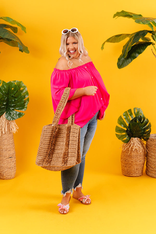 Bright Places Off Shoulder Shift Top in Hot Pink Curves Image - 2