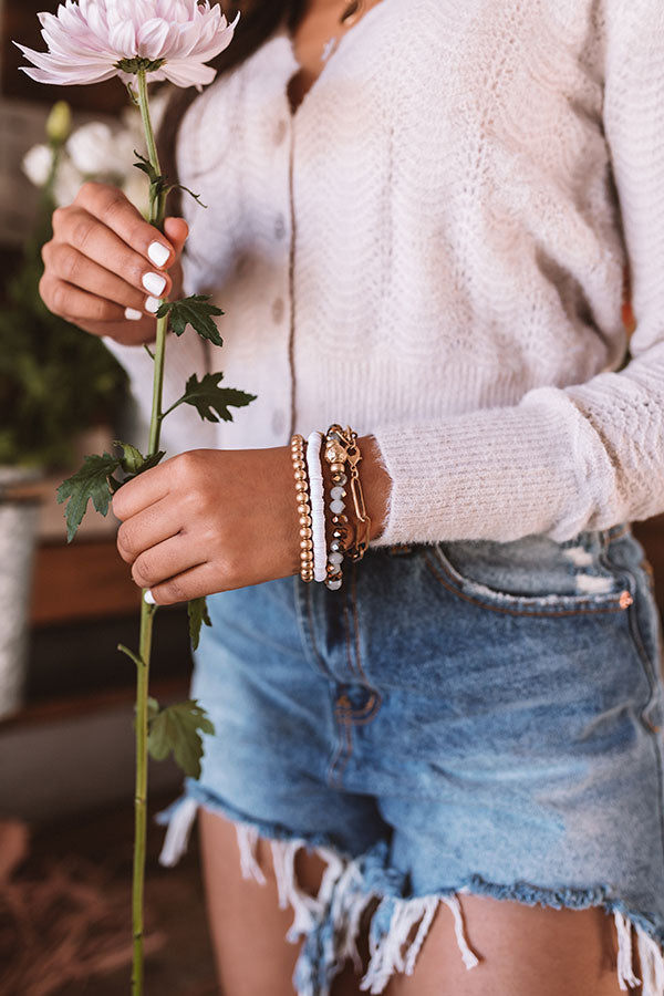 Marina Semi Precious Bracelet Set In Grey