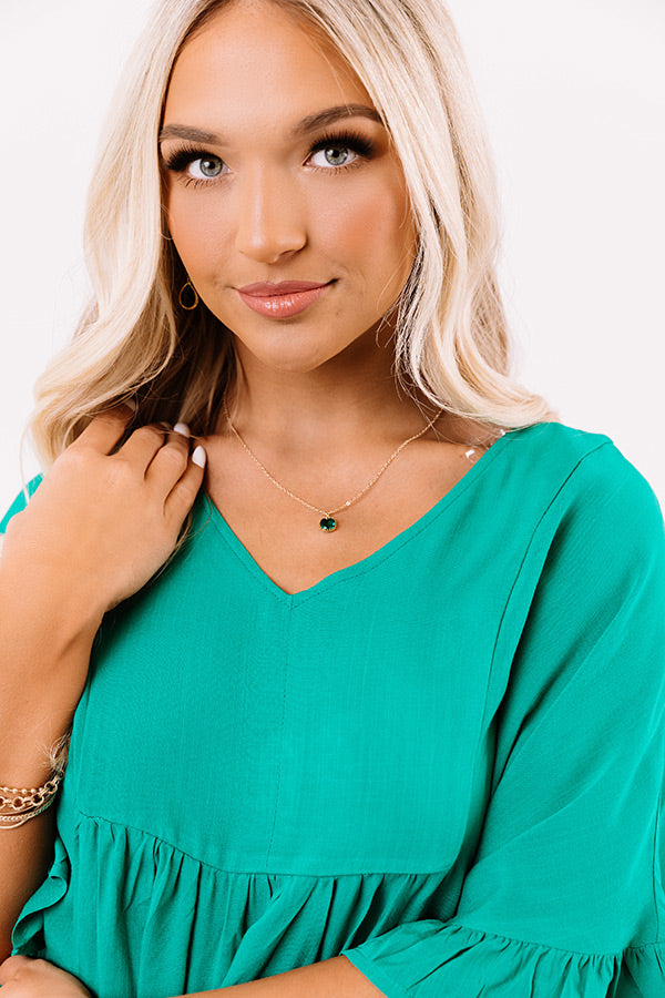 Dainty Glass Gemstone Necklace in Emerald