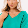 Dainty Glass Gemstone Necklace in Emerald Image - 1