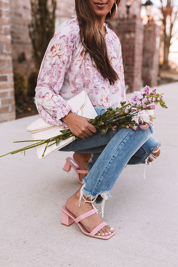 The Alva Faux Leather Block Heel In Pink