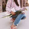 The Alva Faux Leather Block Heel In Pink Image - 1