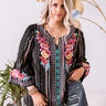 Easy To Admire Embroidered Top In Black Curves Image - 1