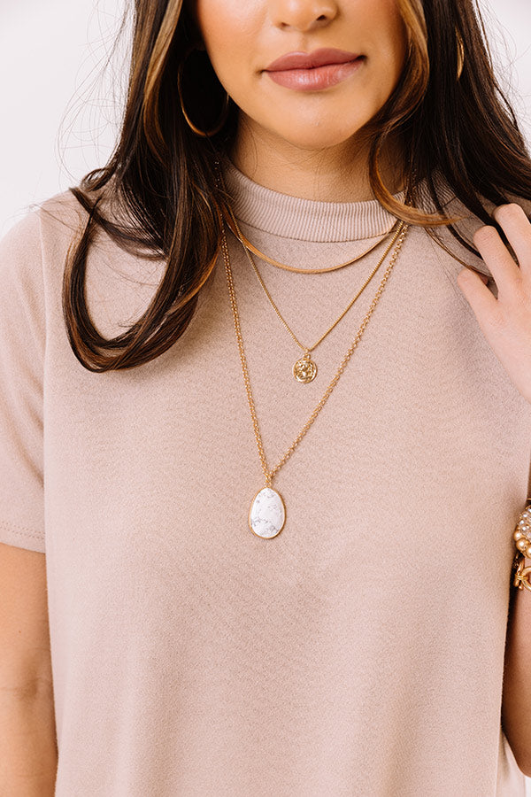 Timeless Semi Precious Layered Necklace In White