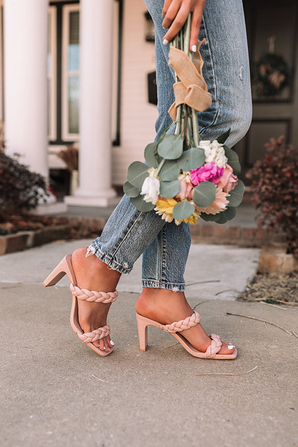 The Kira Faux Leather Block Heel In Blush