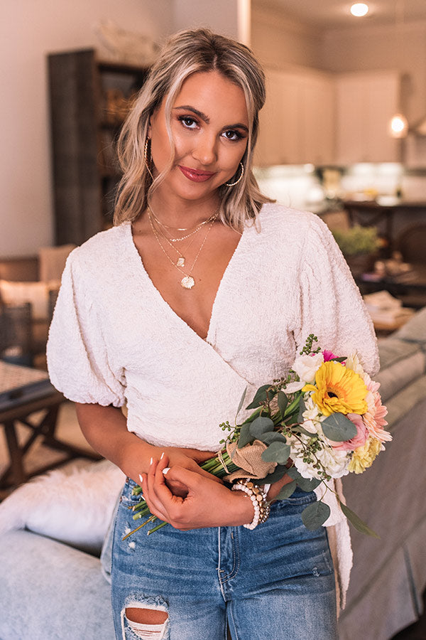 Enchanted Embrace Wrap Top In Cream Image - 2