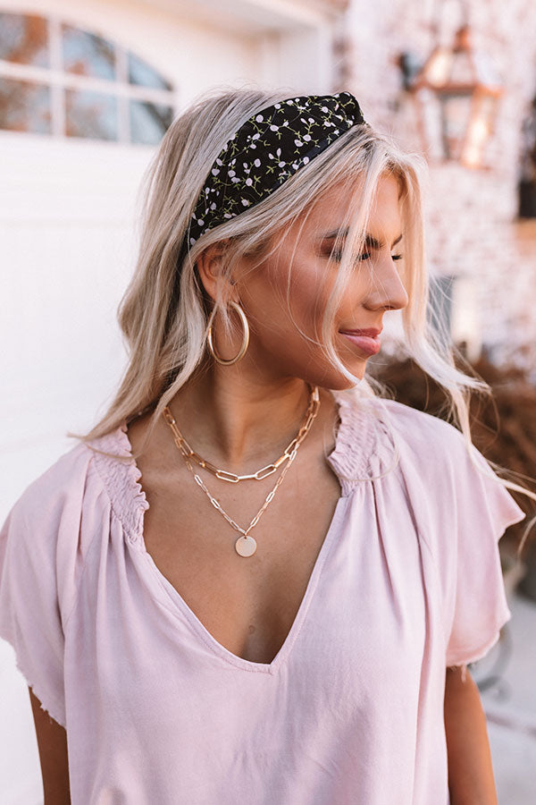 Spring Session Floral Headband In Black