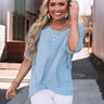 Clever Mind Waffle Knit Top In Sky Blue Image - 1