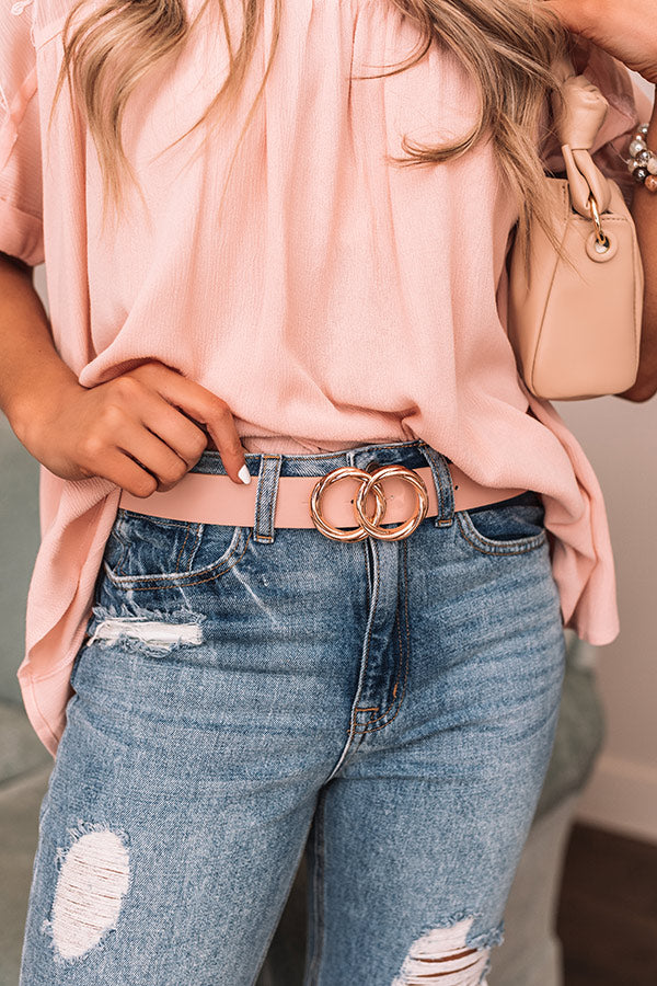 Watch You Go Faux Leather Belt in Rose Quartz
