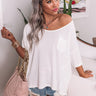 Clever Mind Waffle Knit Top In White Image - 1