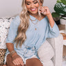 Extra Grateful Waffle Knit Top In Sky Blue Image - 1