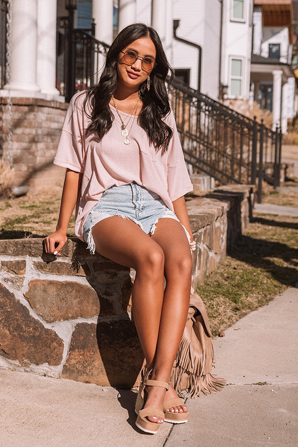 Clever Mind Waffle Knit Top In Pink Image - 2